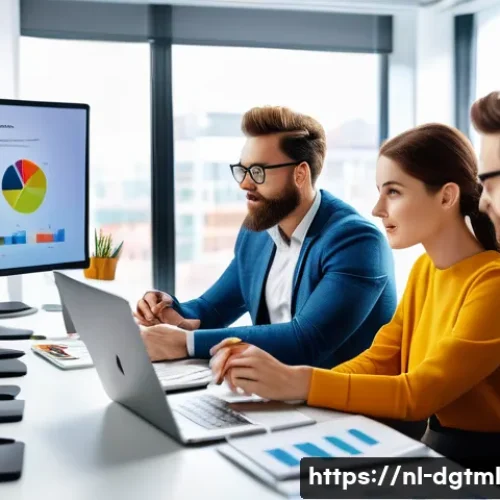 디지털 광고 타겟팅에서의 세분화 기법 - A professional digital marketing team in a modern office brainstorming demographic segmentation stra...