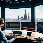 디지털 광고에서의 고객 맞춤형 메시지 전달 - A modern digital marketing office scene focused on a professional Dutch marketer analyzing personali...